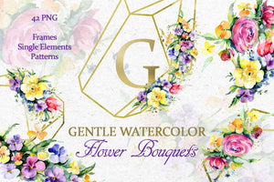 Gentle flower Bouquets Watercolor png Digital