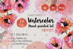 Gentle Poppies Png Watercolor Set Digital