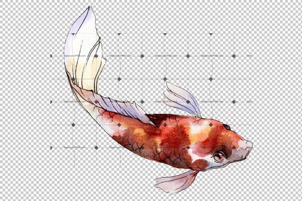 Gold Fish Watercolor Png Flower