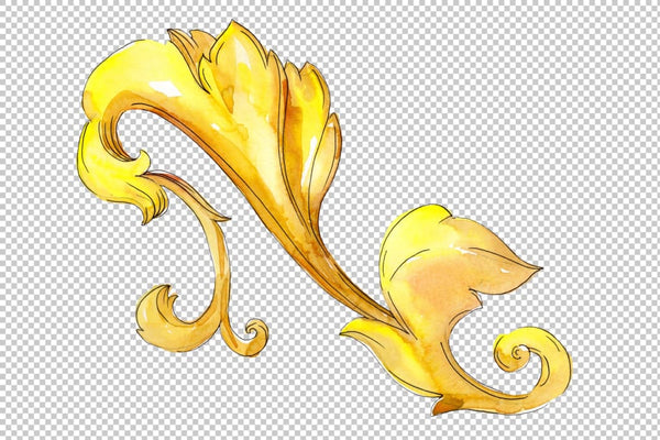 Gold monograms 3 Watercolor png Flower