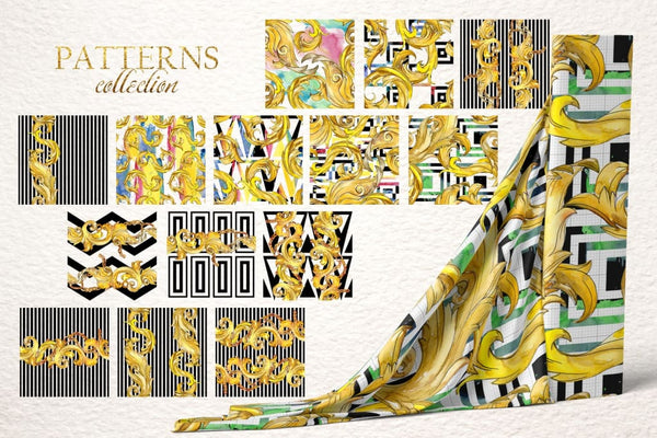 Gold monograms Watercolor png Digital