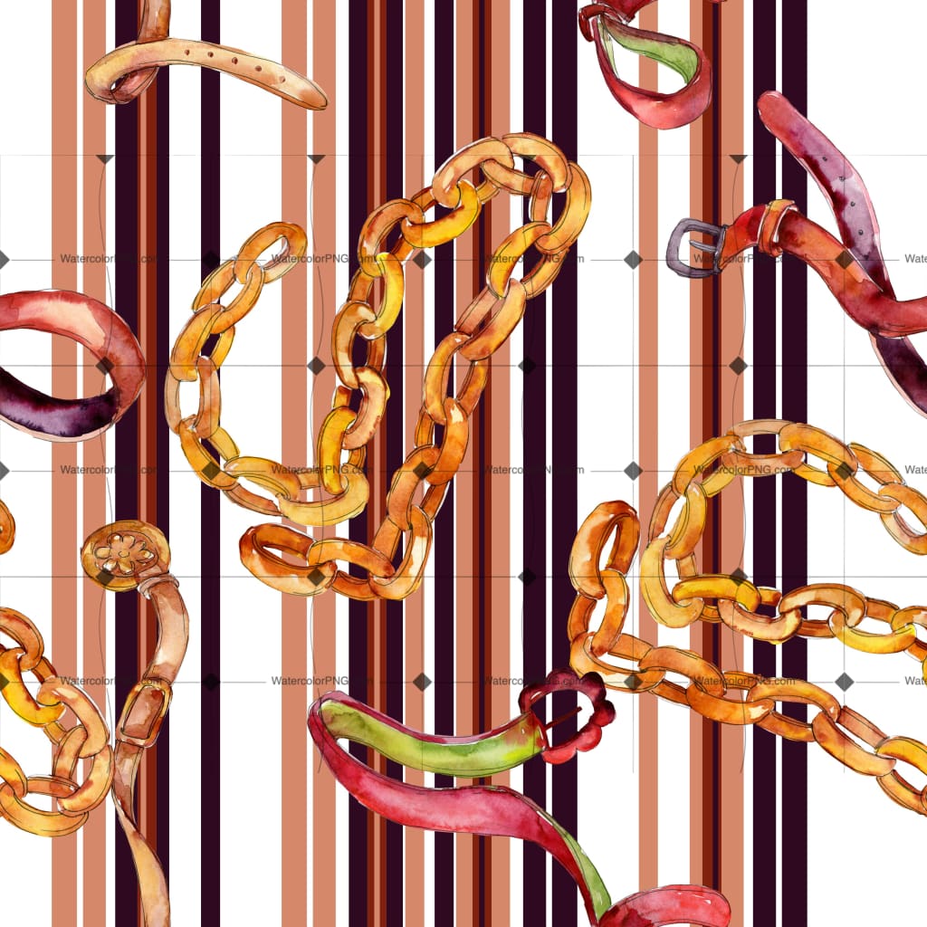 Golden Chain And Leather Belt Glamour Watercolor Illustration Design
