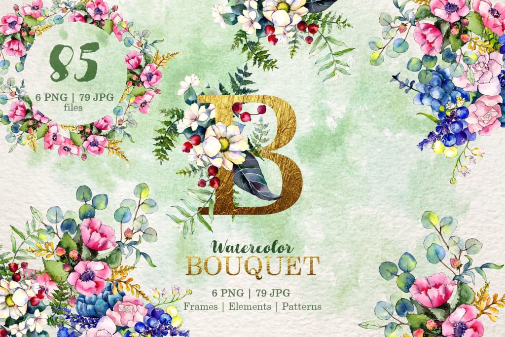 Gorgeous Flower Bouquets Watercolor png Digital