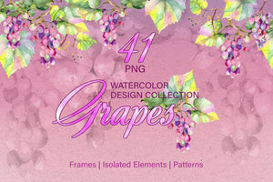 Grapes Watercolor png Digital