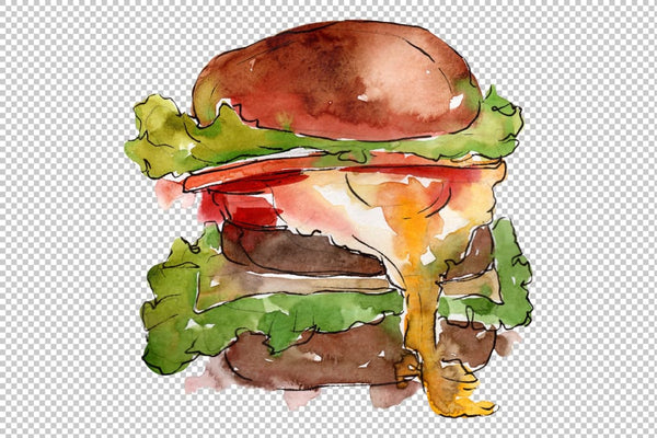 Hamburger for gentleman watercolor png Flower