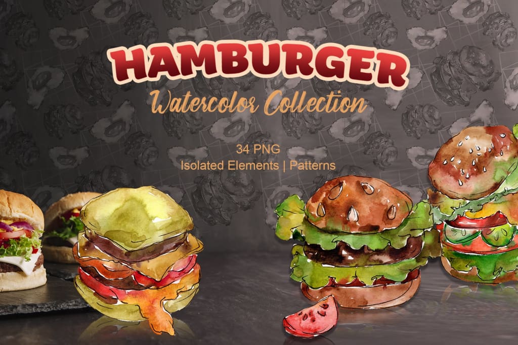 Hamburger Watercolor png Digital