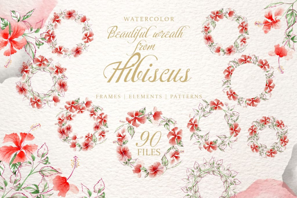 Hibiscus Watercolor png Digital