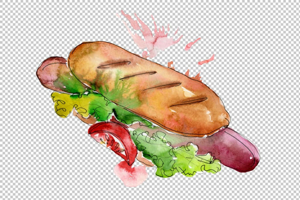 Hot dog in Ukrainian watercolor png Flower