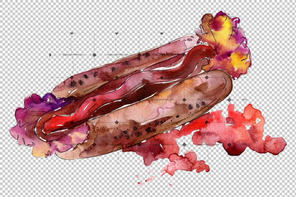 Hot-Dog With Pepper Watercolor Png Flower