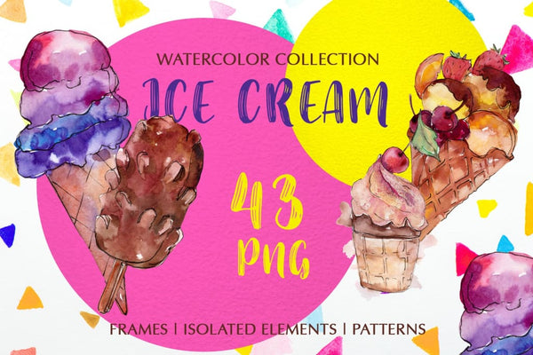 Ice-cream Dear watercolor png Digital