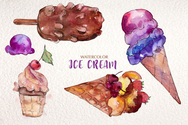 Ice-cream Dear watercolor png Digital