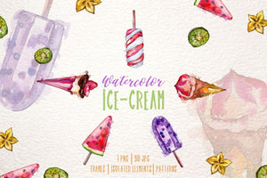 Ice-cream Pleasure Watercolor png Digital