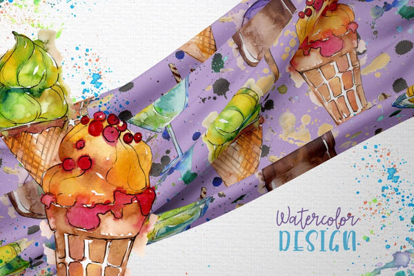 Ice- cream Sundae watercolor png Digital