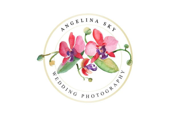 LOGO with beautiful orchids Watercolor png Flower