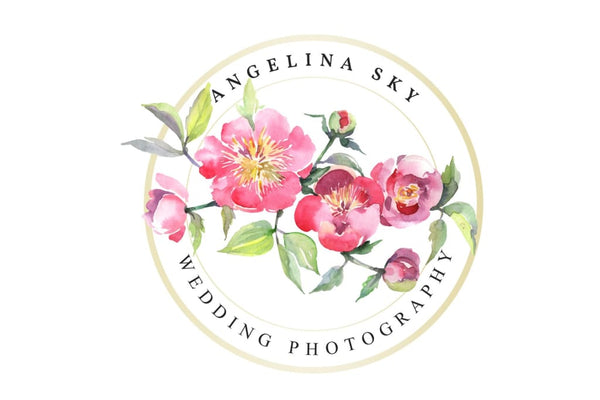 LOGO with peonies Watercolor png Flower