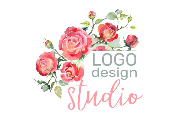 LOGO with red roses Watercolor png Flower