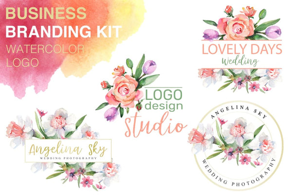 LOGO with roses and narcissus Watercolor png Flower