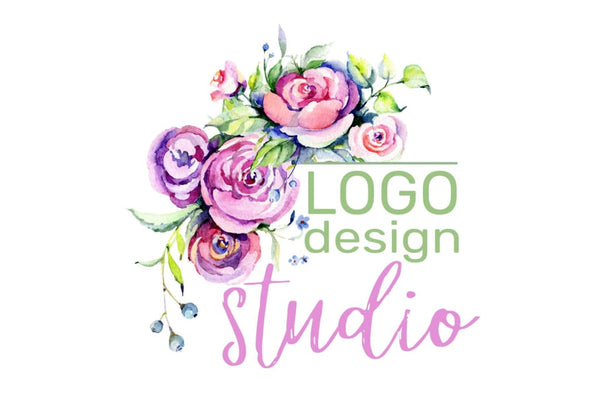 LOGO with roses and wildflowers Watercolor png Digital