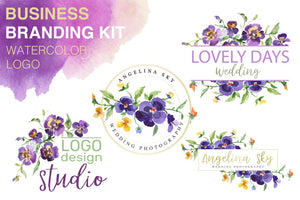 LOGO with violas Watercolor png Flower