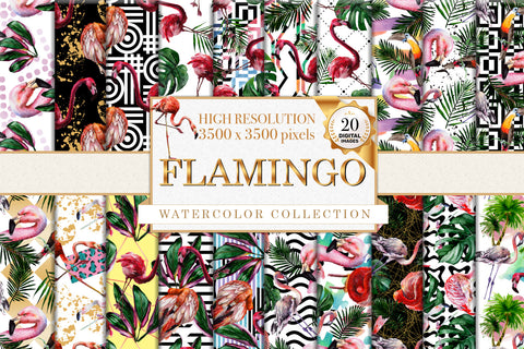 Flamingo Colorful watercolor patterns png