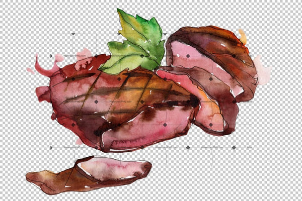 Meat Steaks Png Watercolor Set Digital