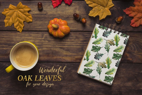Oak leaves Watercolor png Digital