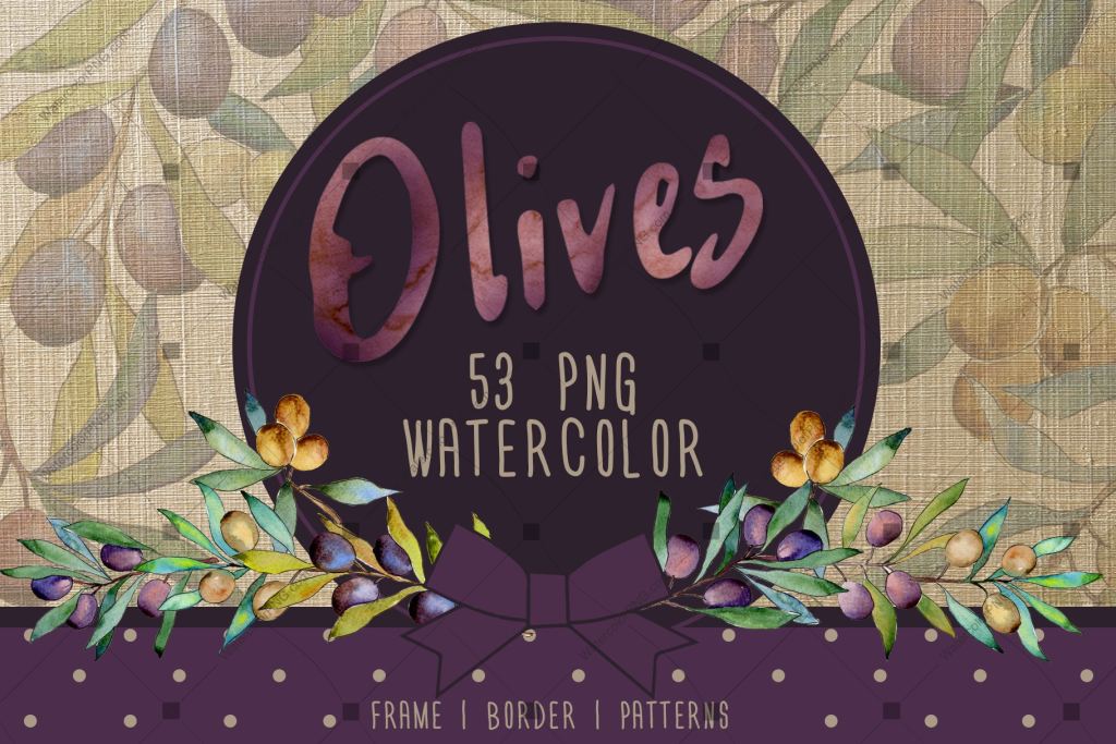 Olive Tree Png Watercolor Set Digital