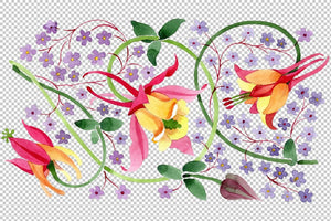 Ornament for flower vase watercolor png Flower