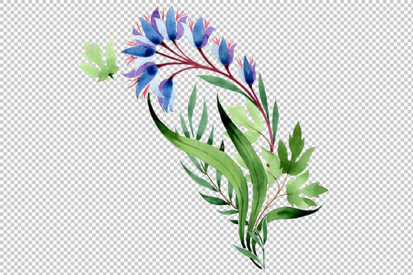 Ornament in classic watercolor style png Flower