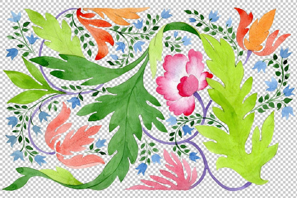 Ornament of wildflowers watercolor png Flower
