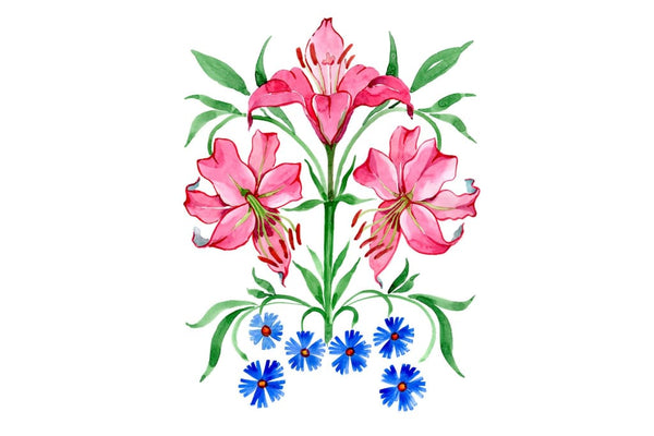 Ornament red lilies watercolor png Flower