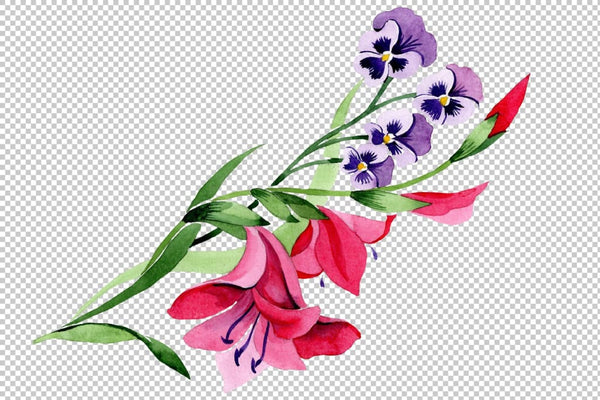 Ornament traditional floral watercolor png Flower