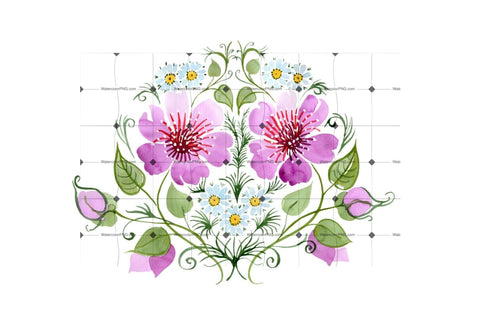 Ornament With Daisies Png Watercolor Set Flower