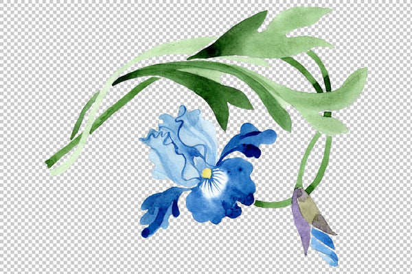 Ornament with irises Watercolor png Flower
