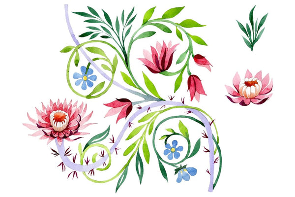 Ornament with lotus Watercolor png Flower