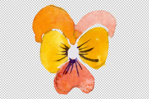 Ornament with pansies Watercolor png Flower