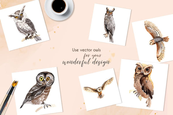 Owl Watercolor png Digital