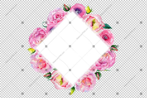 Pink Rose Png Watercolor Frame Flowers Design