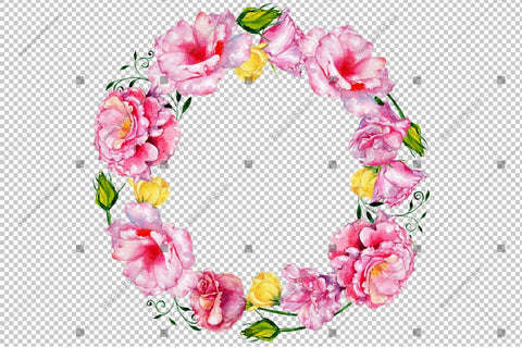 Pink Rose Wreath Frame Flowers Watercolor Png Design