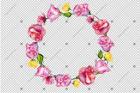 Pink Rose Wreath Frame Png Flowers Watercolor Design