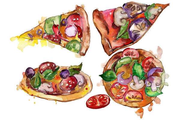 Pizza Margherita watercolor png Flower