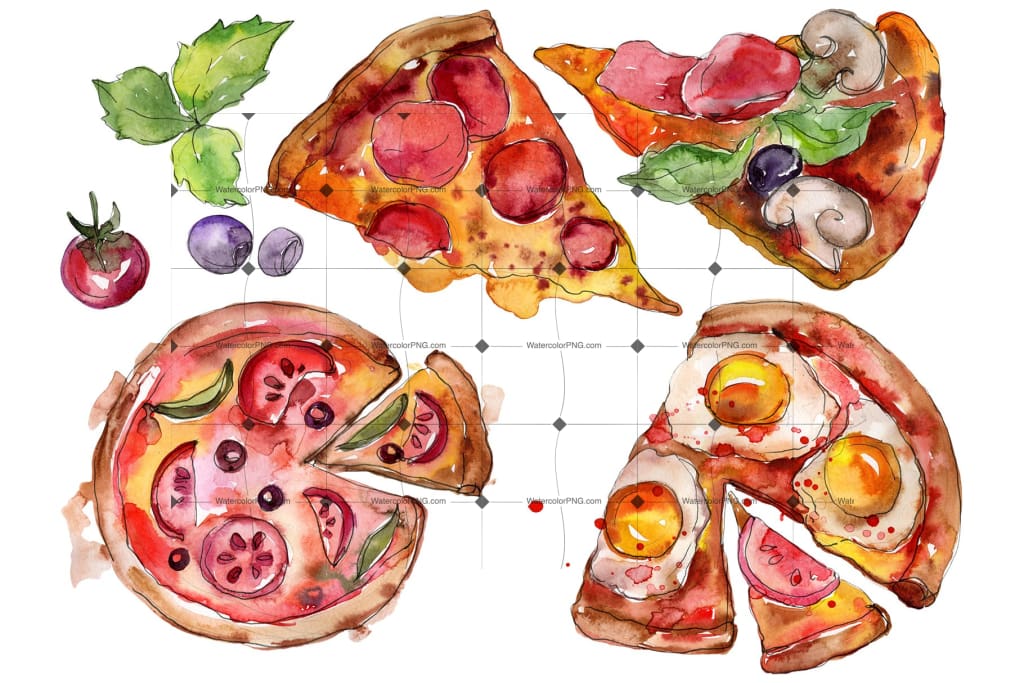 Pizza Vegetable Watercolor Png Flower