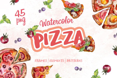 Pizza Watercolor png Digital