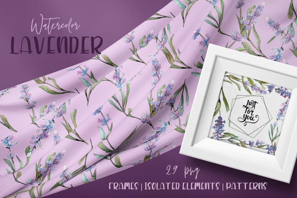 Plant lavender purple watercolor png Digital