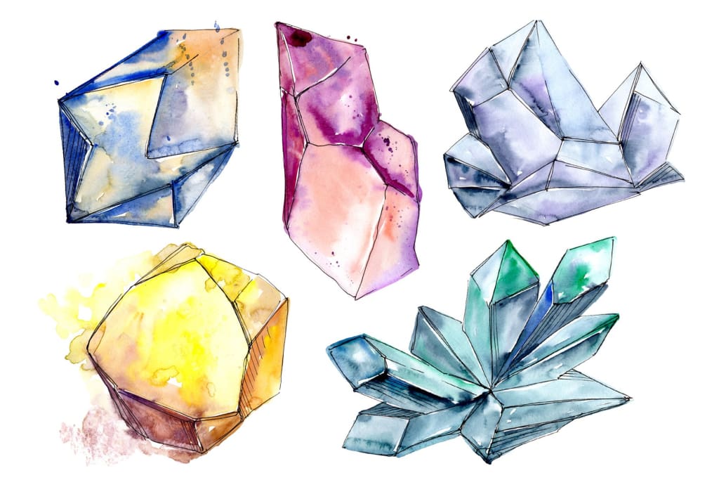 Precious crystals watercolor png Flower