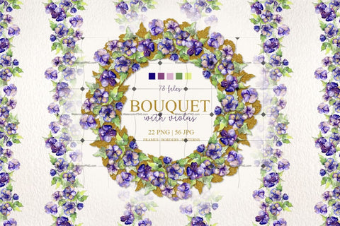 Purple Bouquet Of Violas Digital