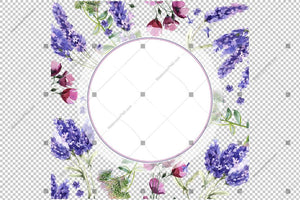 Purple Lavender Frame Watercolor Flowers Png Design