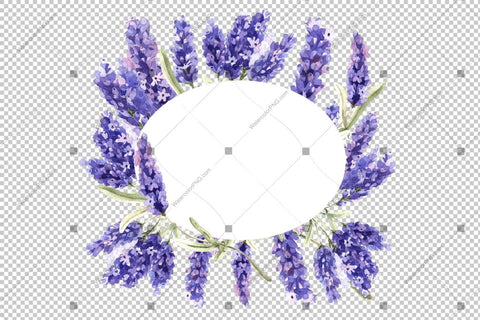 Purple Lavender Png Wreath Frame Flowers Watercolor Design