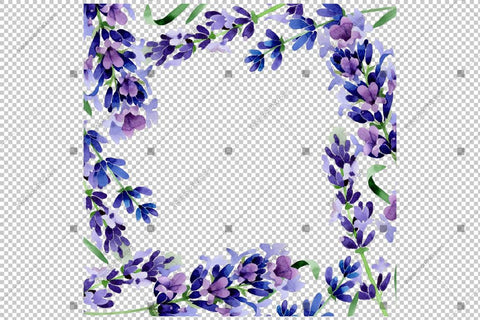 Purple Lavender Sprig Watercolor Frame Flowers Png Design