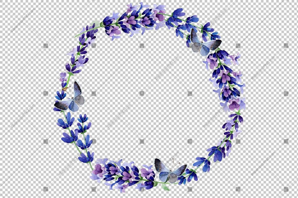 Purple Lavender Wreath Frame Flowers Watercolor Png Design